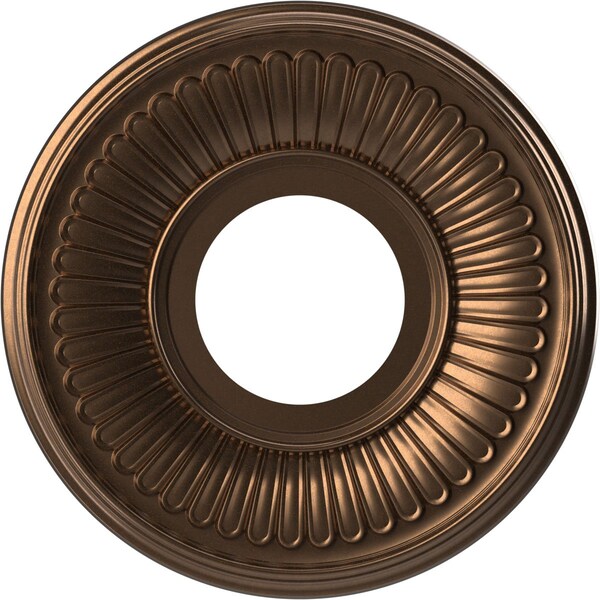 Ekena Millwork Berkshire PVC Medallion (Canopies up to 4 1/2"), 10"OD x 3 1/2"ID x 3/4"P, Metallic Antique Brass CMP10BECAB - main